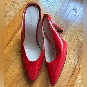 Mansur Gavriel Red Patent Slip On Mules • Size 40